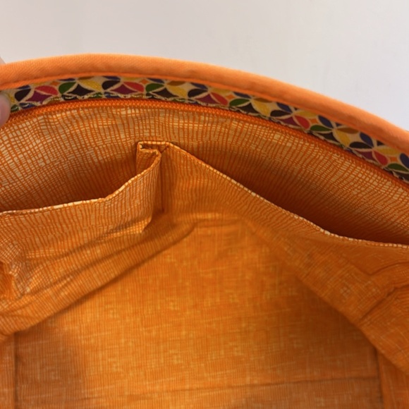 Fossil Colorful Geometric Print Tote Bag Purse Handbag w/ Brown Leather Trim - Picture 13 of 16